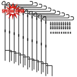 Garden Flag Stand Holder 10 Pack Garden Flag Pole13.5" for Width 12 x 18 Inches Flags with Anti-Wind Clip for Outdoor Garden Yard Law