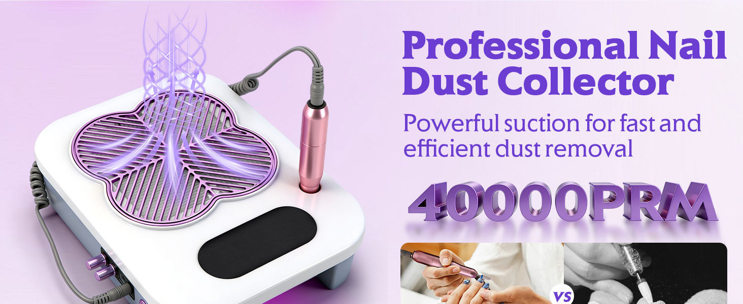 3 in 1 nail dust collector electric with 6 nail drill file bits,uv lamp for manicurist girls women