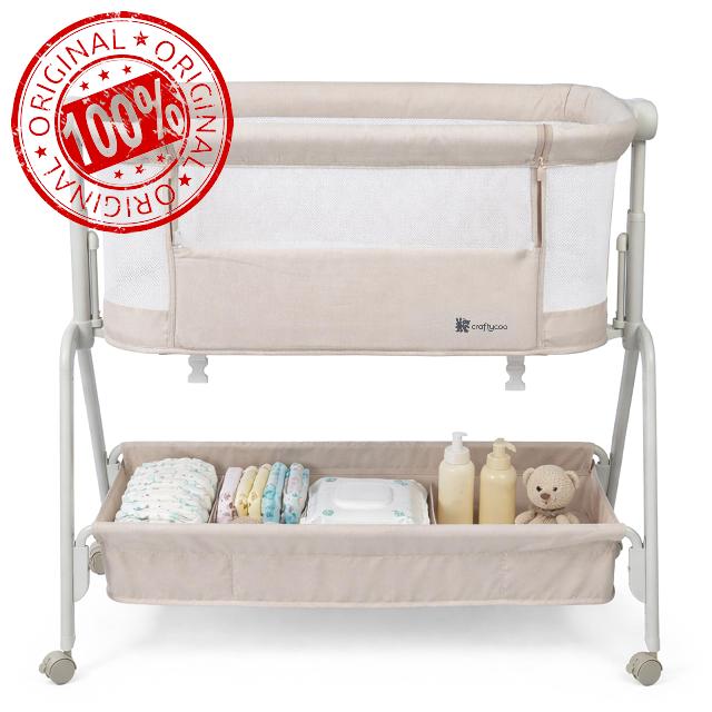 Bedside Bassinet for Baby – Adjustable Height Bedside Sleeper with Full Mesh Sides | 2 Breathable Sheets & Storage Basket | Portable Baby Bassinet for Newborns with Wheels & Bed Attachme