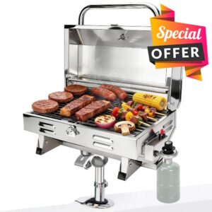 Boat Grill with Rod Holder Mount
