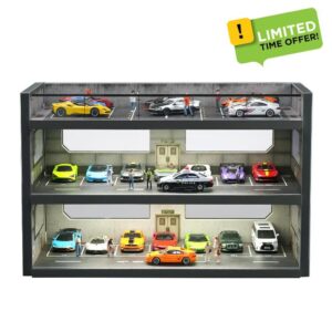 1:64 Scale Premium Three-Tier Car Model Display Case with Lighting Ideal for Hot Wheels