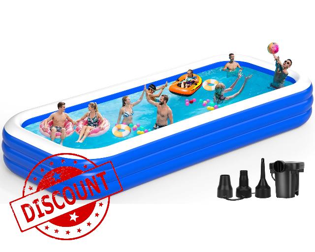 Extra Large Inflatable Swimming Pool for Adults - 180'' x 76'' x 22'' Pools Blow-Up Pool Oversized Thickened Family with Pump