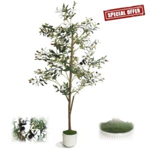 6FT Artificial Olive Tree - Large Indoor Artificial Plant Decor with Branches and Fruits