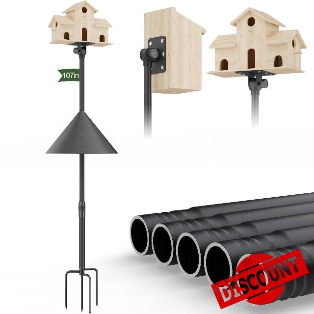 Bird Feeder Pole Squirrel Proof – 107" Heavy Duty Outdoor Bird Feeder Stand