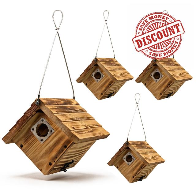 4 Pack Wren Bird Houses for Outside