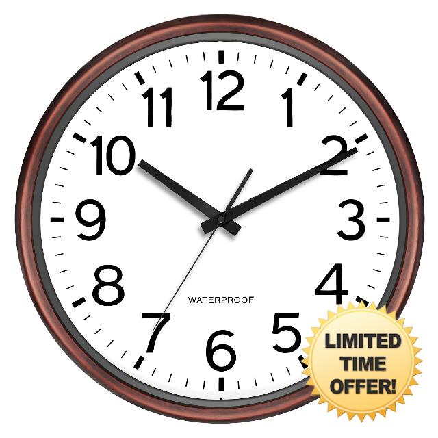 Caysie 16 Inch Sealed Large Outdoor Clock Waterproof