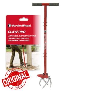 Garden Weasel Claw Pro Garden Tiller and Cultivator Tool – Twist-Action Soil Loosener with Adjustable Carbon Steel Tines