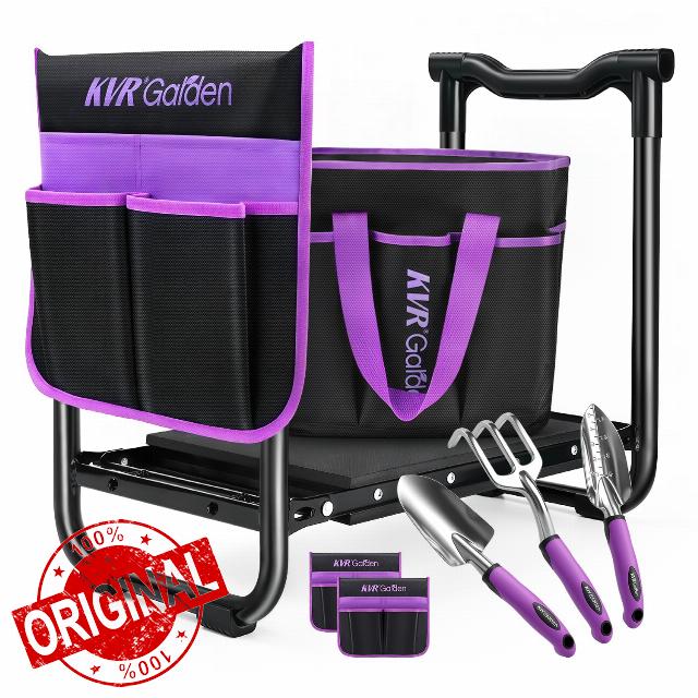 Garden Stool & Kneeler 7-Piece Set with 3 Aluminum Tools