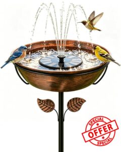 Metal Bird Bath with Solar Fountain for Outside