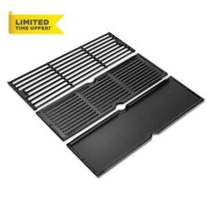 Utheer Porcelain Coated Cast Iron Grill Grates & Griddle for Char-Griller 5050 5650 3008 5252