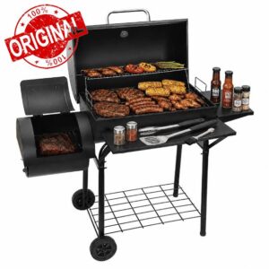 Realcook Charcoal Grill with Offset Smoker: Spacious Barrel Charcoal Grills with 800 Sq. In. Cooking Space - BBQ Offset Smoker Combo for Backyard Parties Weekend Barbecues Gatherings