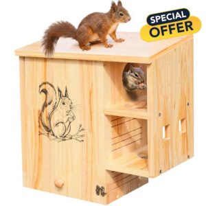 15.7" Large Squirrel House for Outside with Predator Guard & Easy-Clean Front Door