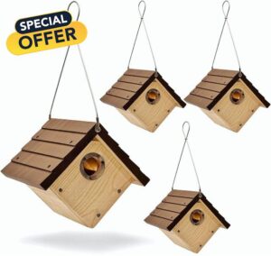 4 Pack Wren Bird Houses for Outside