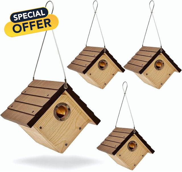 4 Pack Wren Bird Houses for Outside