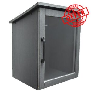 Little Library Box Outdoor Waterproof HDPE Book Storage Small Deck Patio Resin Cabinet Bin Outside Free Shed Container for Lending Neighborhood Community