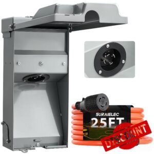 SURAIELEC 30 Amp Power Inlet Box and 25FT Generator Cord