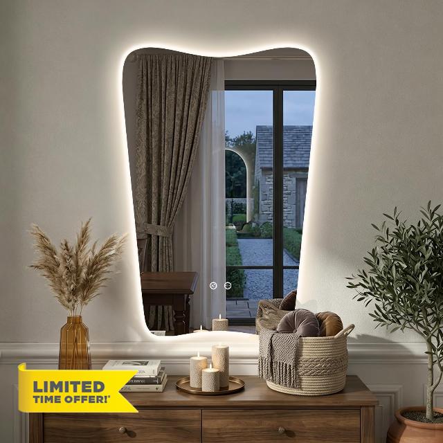 24x36 Inch Led Wall Mirror Decorative Backlit Bathroom Mirror Frameless Vanity Mirror Fog-Proof 3 Color Changing Shatter-Resistant Touch Sensor Suitable for Bedroom Living Room