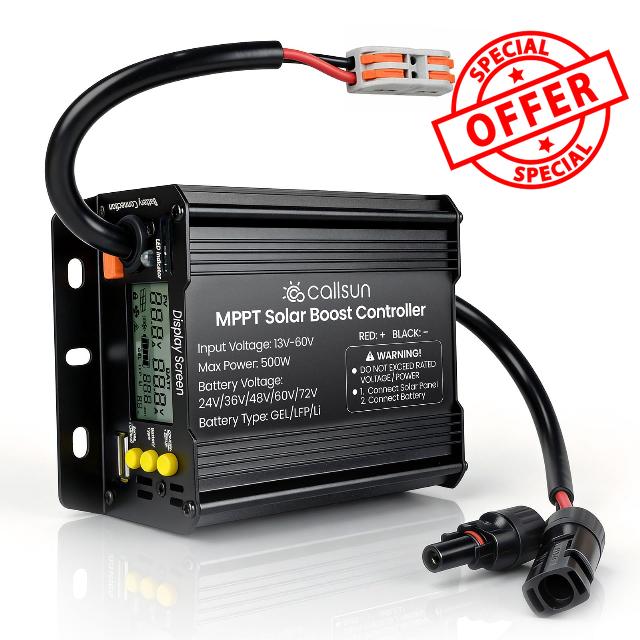 15A 500W Boost MPPT Solar Charge Controller