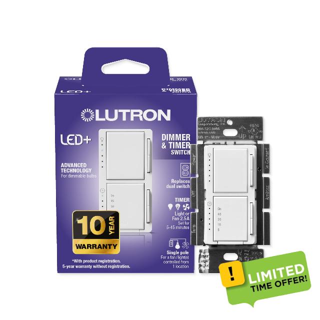 Lutron Maestro LED+ Dual Dimmer and Timer Switch