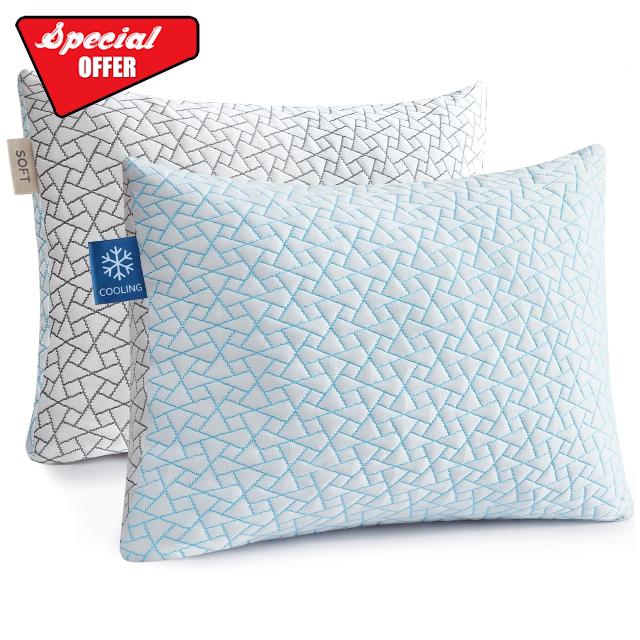 Alkyonos Cooling Pillow for Sleeping：Adjustable Shredded Memory Foam Bed Pillow