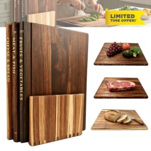 3 Pcs Acacia Wood Book Cutting Boards Set