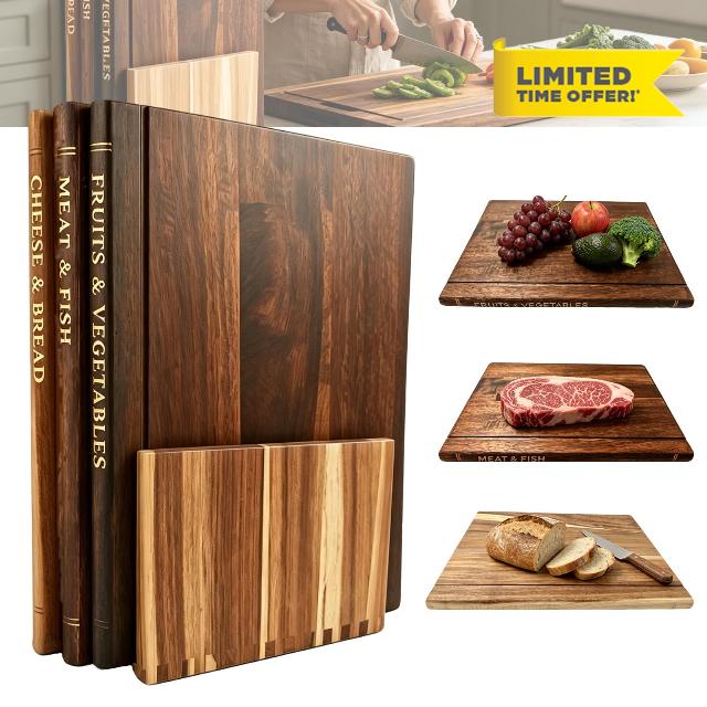 3 Pcs Acacia Wood Book Cutting Boards Set
