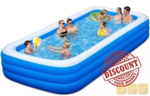 Extra Large Inflatable Swimming Pool - 145" X 74" X 22" Oversized Thickened Blow Up Pool for Kids and Adult