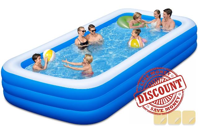 Extra Large Inflatable Swimming Pool - 145" X 74" X 22" Oversized Thickened Blow Up Pool for Kids and Adult