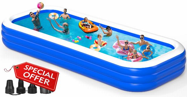 Large Inflatable Swimming Pool for Adults - 180'' x 76'' x 22'' Blow-Up Pool Oversized Thickened Family Inflatable Pool with Pump