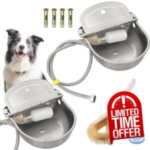 Automatic Animal Drinking Water Bowl with Float Valve Stainless Steel Dog Dispenser Waterer Includes Float Valves