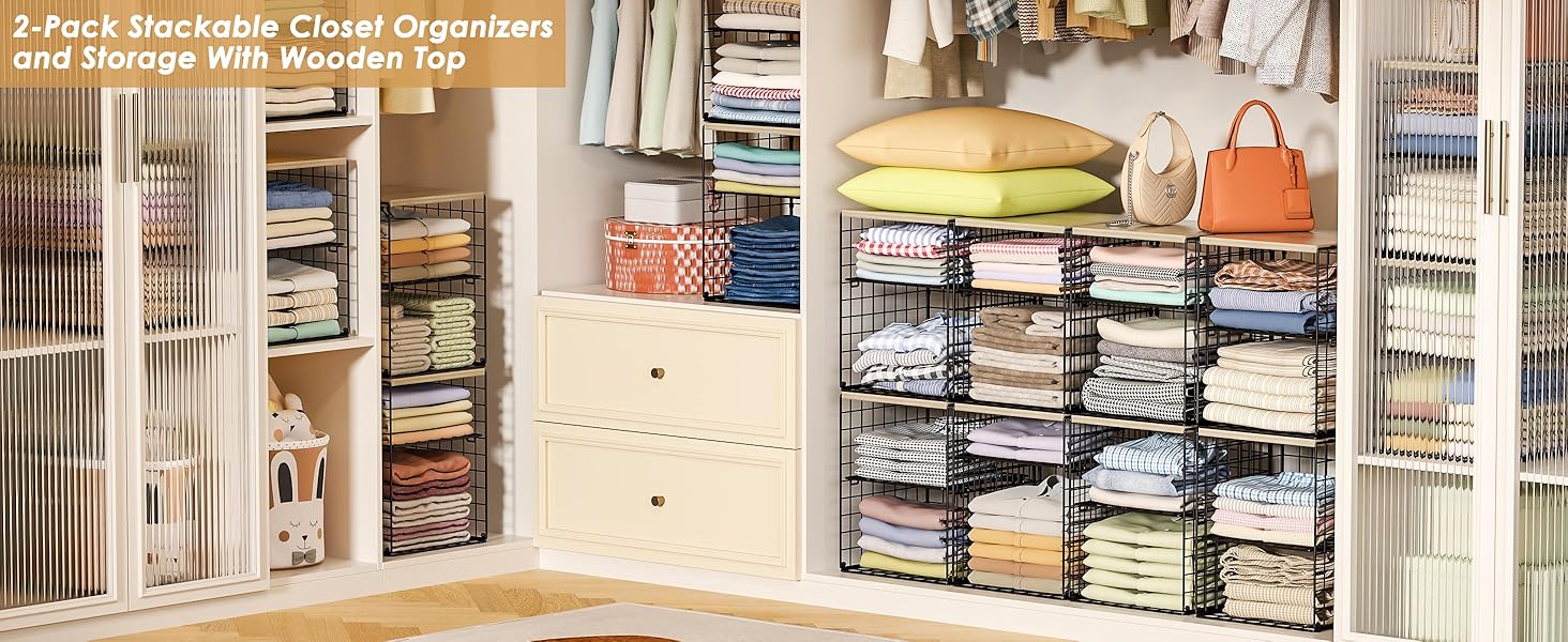 4-Tier Stackable Closet Organizers and Storage