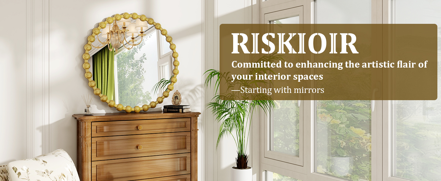gold round mirror