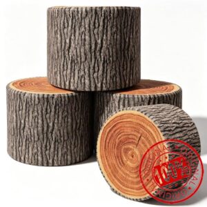 Leinuosen 4 Pcs Tree Stump Stool Round Throw Pillows Wood Floor Cushions for Classroom Tree Stump Flexible Seating with Wood Grain Print for Classroom Reading Corner Playroom Woodland Nursery Deco