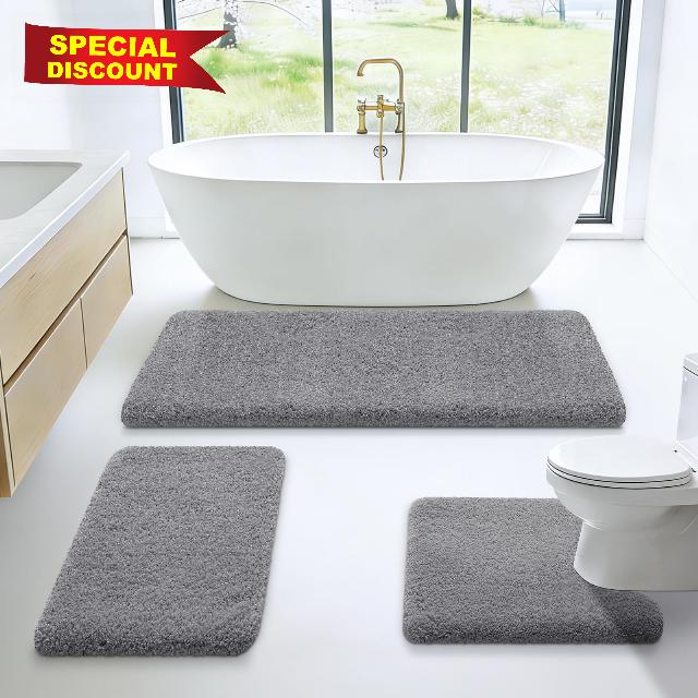 Microfiber Thick Bathroom Rugs Set 3 Piece