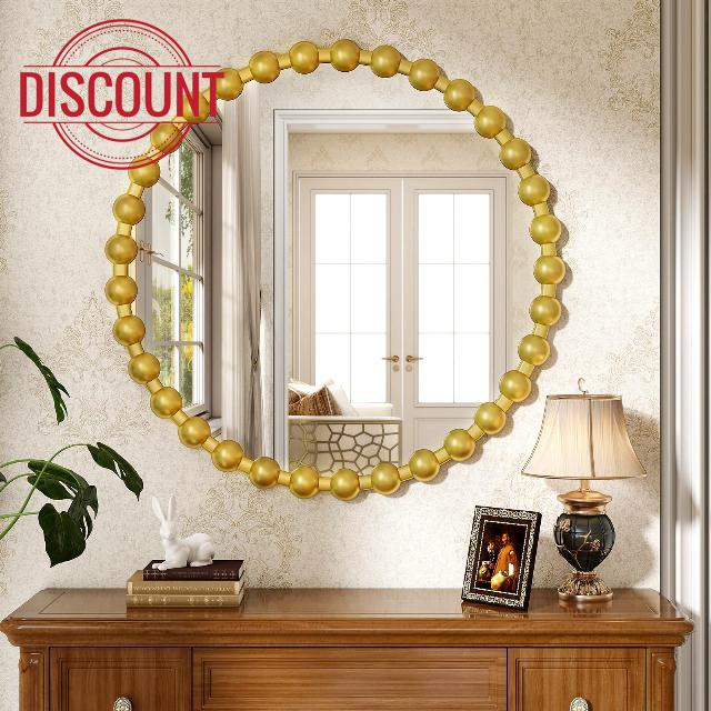 32 Inch Gold Round Mirror for Wall