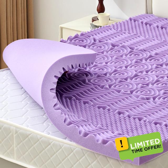 SINWEEK 2 Inch 7-Zone Memory Foam Mattress Topper Queen Size