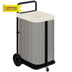 STORAGE MANIAC Rolling Laundry Cart with Wheels 37.4"H Laundry Hamper with Removable and Washable Canvas Liner Heavy Duty Laundry Basket Sorter Utility Cart Steel Frame for Clothes & Groceries