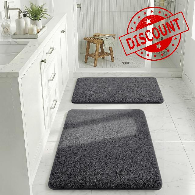 MINIDEAR Bathroom Rugs Sets 2 Piece - Thick Memory Foam Bath Mat