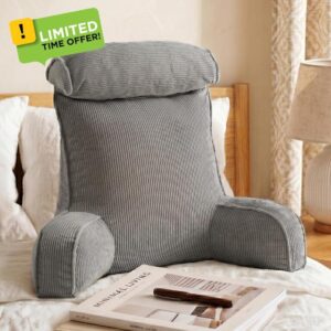 Reading Pillow with Detachable Neck Roll for Sitting Up in Bed