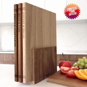 Premium 3pc Book Cutting Board Set with Stand