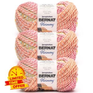 Bernat Harmony Summer Mix Yarn - 3 Pack of 250g/9oz - 100% Acrylic - #4 Worsted (Medium) - 431 Yards - Knitting/Croche