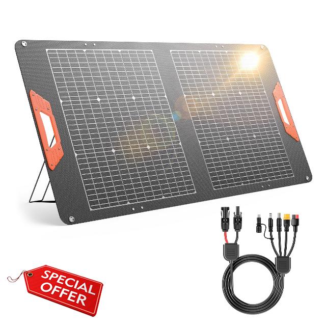 SOLUPUP 100W Portable Solar Panel for Power Station - 24% Efficiency Bifacial Solar Panels with MC4 Output