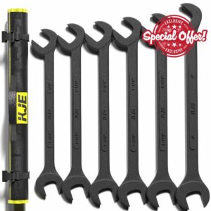 KJE 6PCS SAE 1 3/8" to 2" Black-Oxide Jumbo Angle Wrench Set