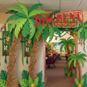 Gersoniel 2026 VBS Decorations Rainforest Jointed Palm Trees Decor kit 12in x 2ft Kraft Paper 36 Multiple Sizes Green Leaves Cardboard Cutout DIY Coconut Tree for Jungle Tropical Hawaiian Beach Party