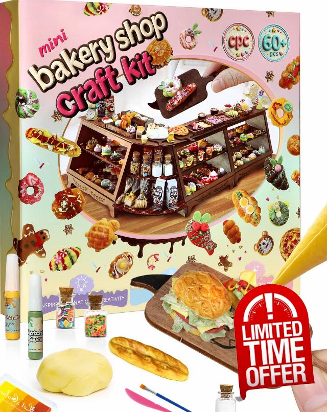 iLAND Fun Craft Kits for Kids Cute Clay Bakery Shop DIY Set