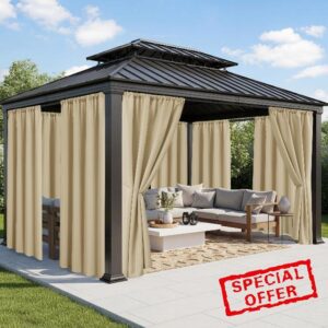 Outdoor Curtains for Patio Waterproof - 8 Panels Weatherproof Privacy Outside Curtains with Rod Pocket for Pergola