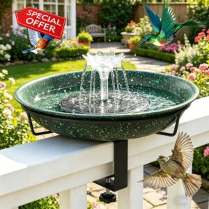 Deck Mounted Bird Bath with Fountain