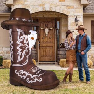 MiniInflat 7ft Inflatable Western Cowboy Boots with Built in LED Lights Blow up Boots Decoration for Western Cowboy Birthday Baby Shower Party Indoor Outdoor Yard Decor ()