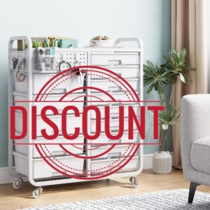 14-Drawers Rolling Storage Cart with Tabletop & Pegboard