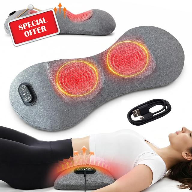 Back Massager with Heat Vibration and Adjustable Height Smooth Spine Triple Fusion Back Massager for Back Relaxation Pain Relief Deep Tissue 3-in-1 Electric Lumbar Support Pillow for Bed Chai